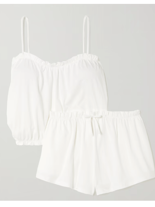 Skin Celeste ruffled organic Pima cotton-jersey pajama set