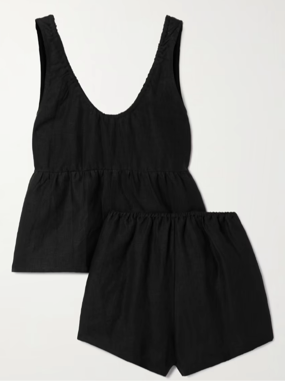 Deiji Studios Linen tank and shorts pajama set