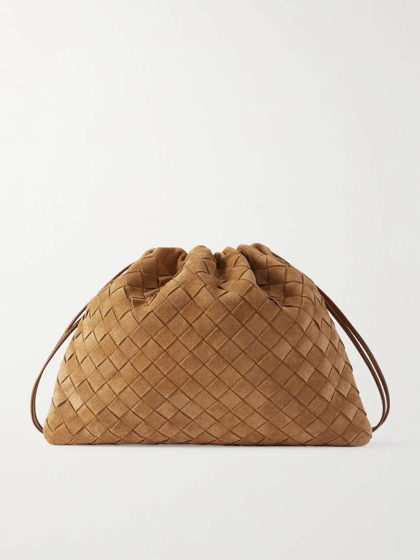 Bottega Veneta Leather-trimmed Intrecciato Suede Pouch