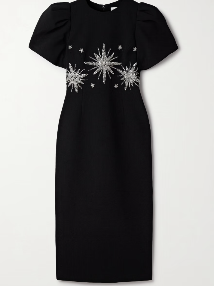 Rebecca Vallance Estella Crystal-Embellished Crepe Midi Dress