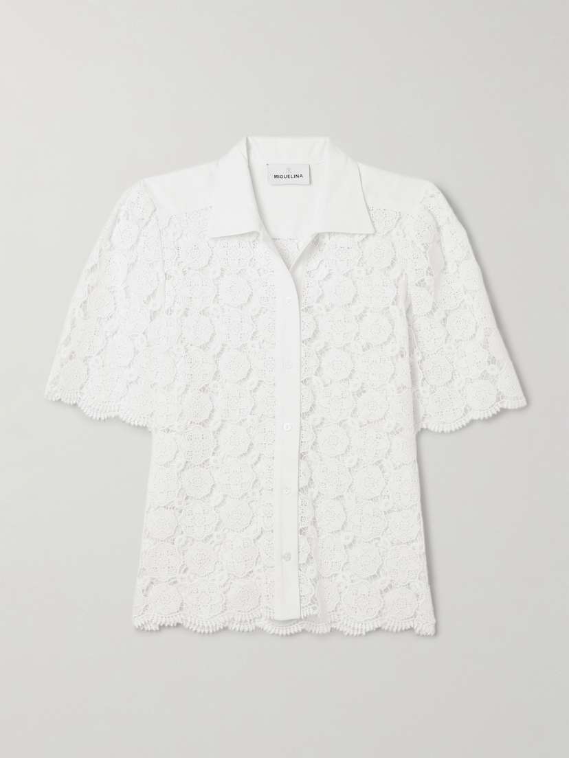 Miguelina Petunia Linen-trimmed Guipure Lace Cotton Shirt