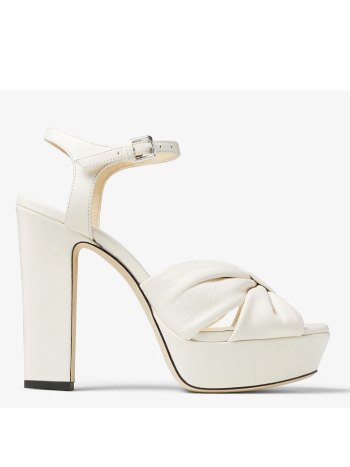 Jimmy Choo Heloise Latte Nappa Leather Platform Sandals