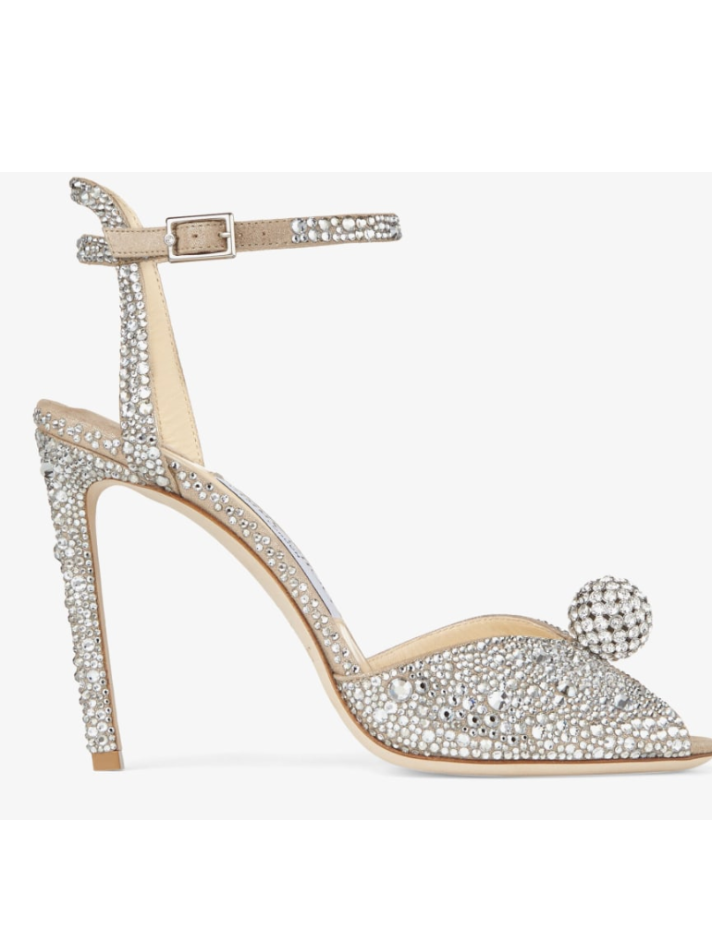 Jimmy Choo Sacora 100 Nude Suede Sandals