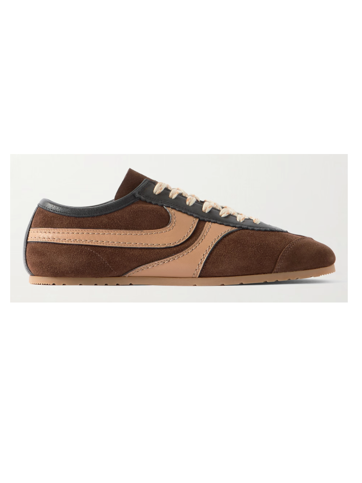 Dries Van Noten  Leather-trimmed suede sneakers