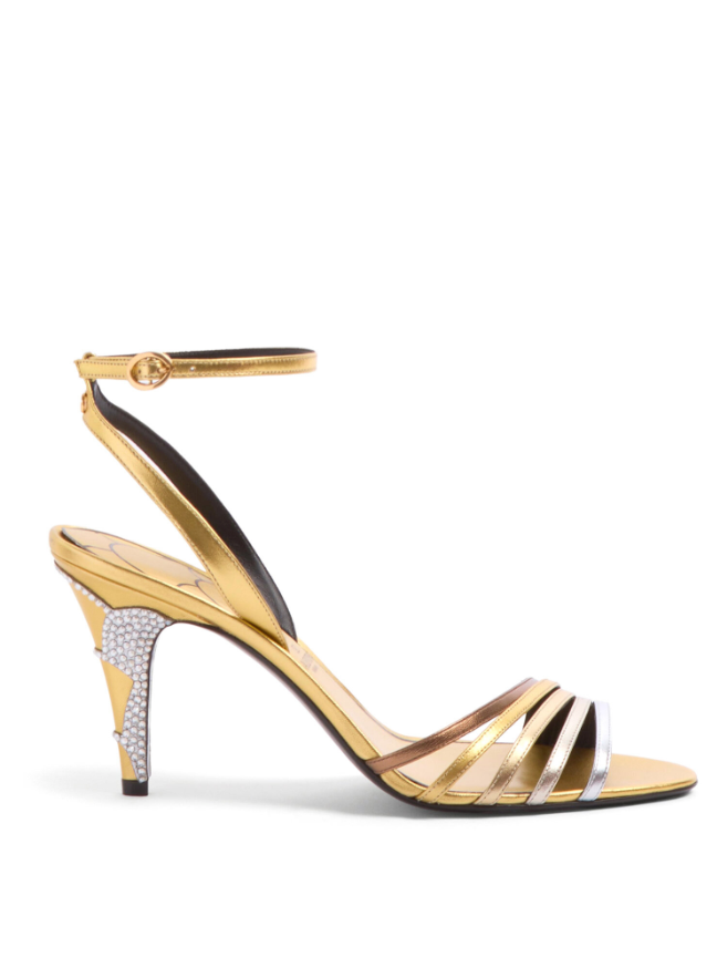 Valentino Ladycrush Crystal Metallic-Leather Sandals