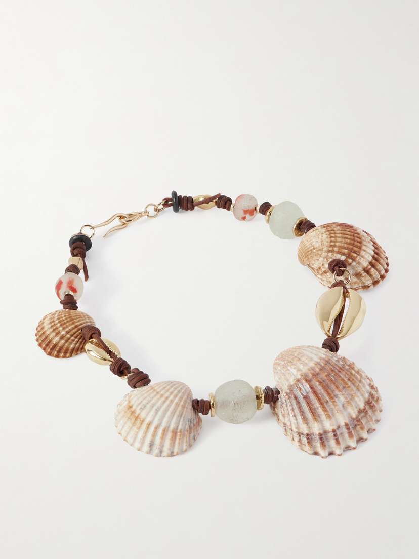 TOHUM Samsara Gold-plated, Sea Glass, Shell And Cord Necklace