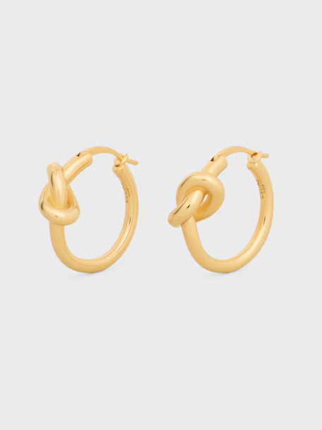 Celine Knot Small Hoops in Brass With Gold Finish - Women's Jewelry And Watches