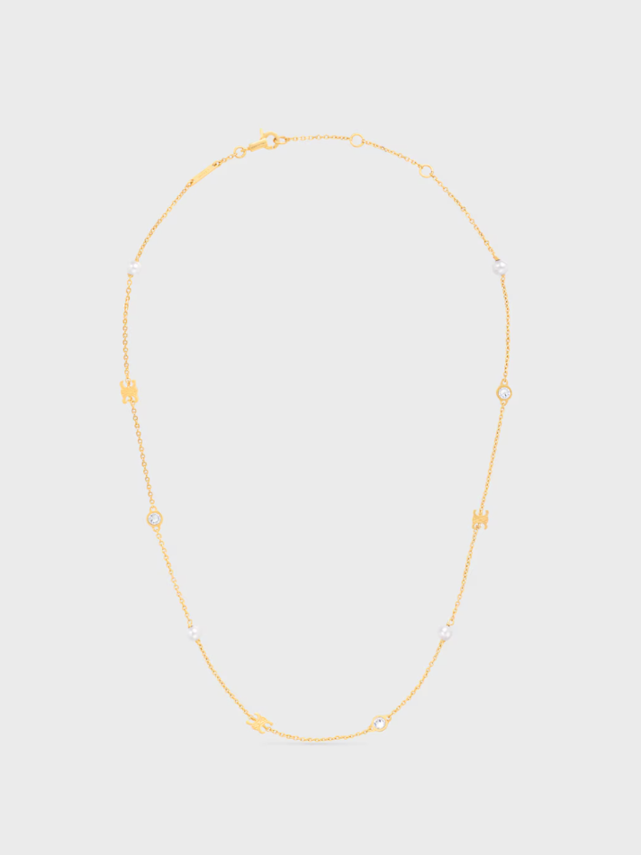 Celine LES PERLES CELINE NECKLACE IN STRASS, RESIN PEARLS AND BRASS WITH GOLD FINISHES